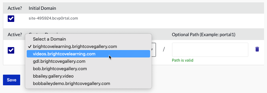 select a domain